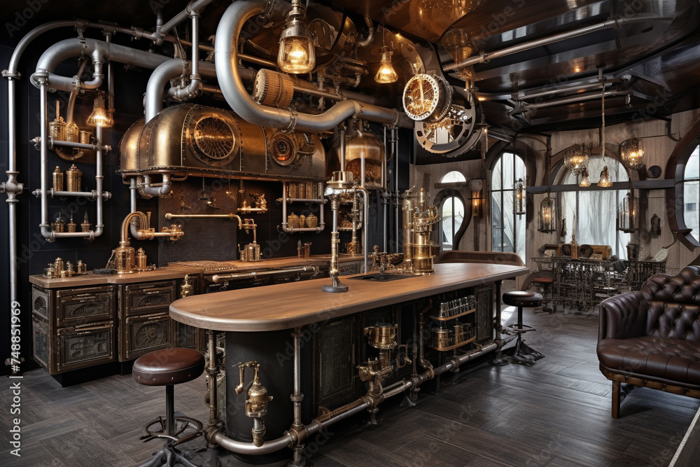 Fototapeta premium Steampunk Industrial Interior Design