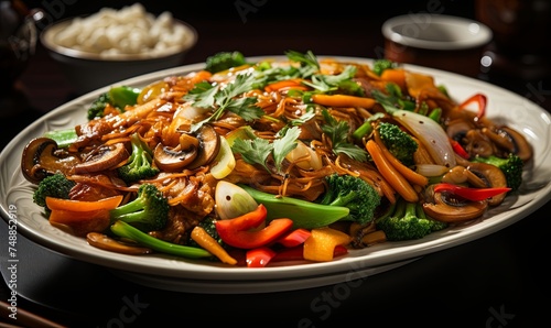White Plate With Stir Fry Vegetables