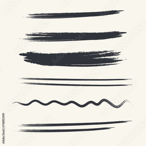 Thick and thin highlighting and underlining for notes. Vector brushes for notes. Voila elements, double underline