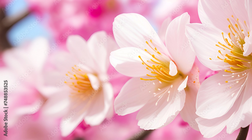 Fototapeta premium Macro of a beautiful cherry blossom flower.