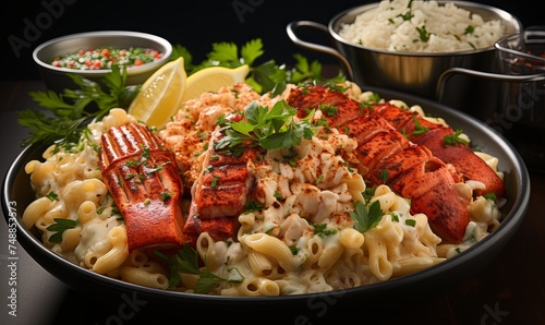 Lobster Macaroni Salad With Lemon Wedges