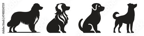 Dog silhouette vector set. Vector silhouette of dog set on white background.