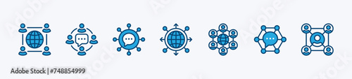 Set of business networking icon. Containing network, global connection, community, relationship, social media communication. Vector illustration
