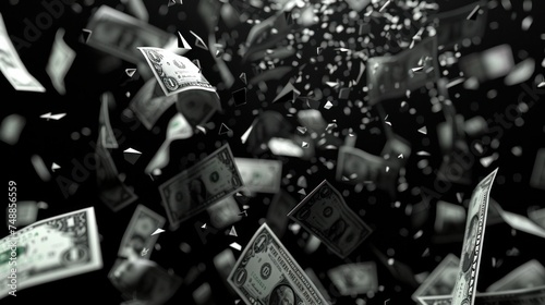 The fall of the sign is the dollar. Animation of falling signs. Animation, created in large 3D physics. 