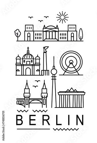 city of Berlin in line style on white