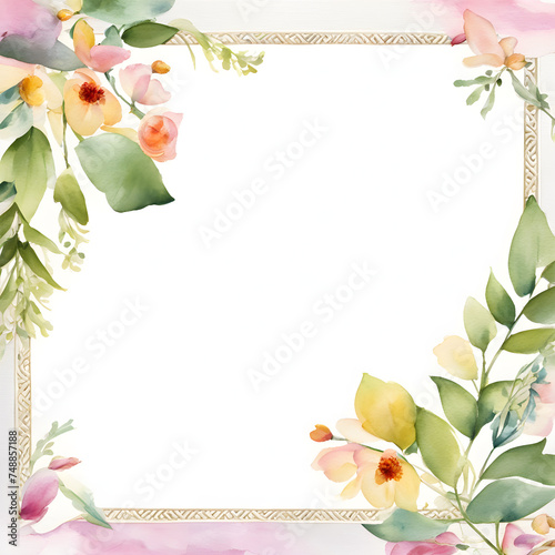 watercolor border stationery
