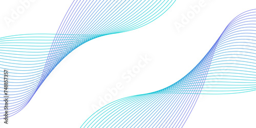 Abstract background with waves for banner. Medium banner size. Vector background with lines isolated on white. Blue gradient. Brochure, booklet. Summer, spring