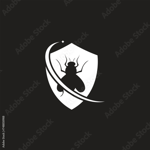 Protection emblem with bee line icon, beekeeping concept, shield with insect sign on white background, Bee Care icon in outline style mobile concept web design.