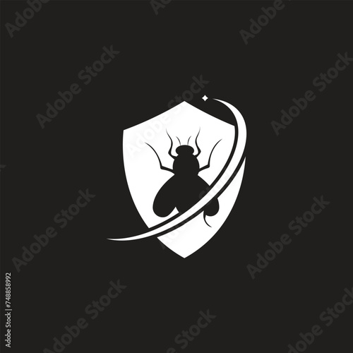 Protection emblem with bee line icon, beekeeping concept, shield with insect sign on white background, Bee Care icon in outline style mobile concept web design.
