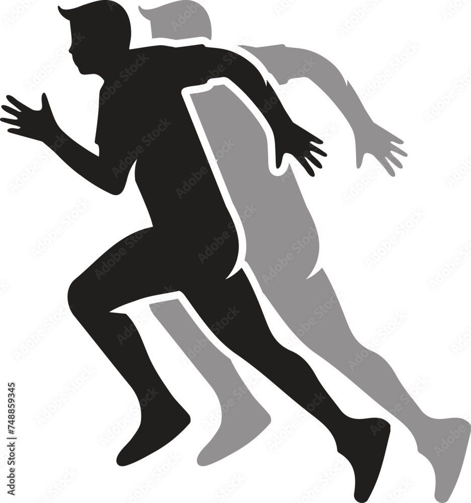 Marathon run. Group of running people, men and women. Isolated vector silhouettes Marathon run. Group of running people, men and women. Isolated vector silhouettes