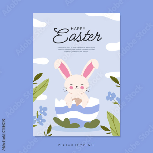 Easter flyer design with cute bunny