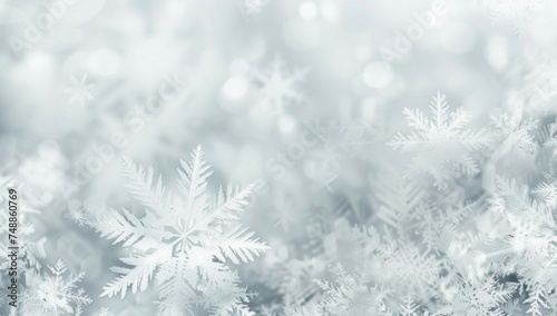 the christmas ice crystal snowflake background with white flakes Generative AI