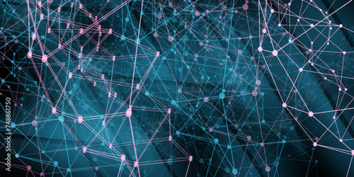 Composition based on Plexus. Use different methods of overlaying (mixing).Abstract technology background with connection lines and dots. Network connection structure's-fi network shape.