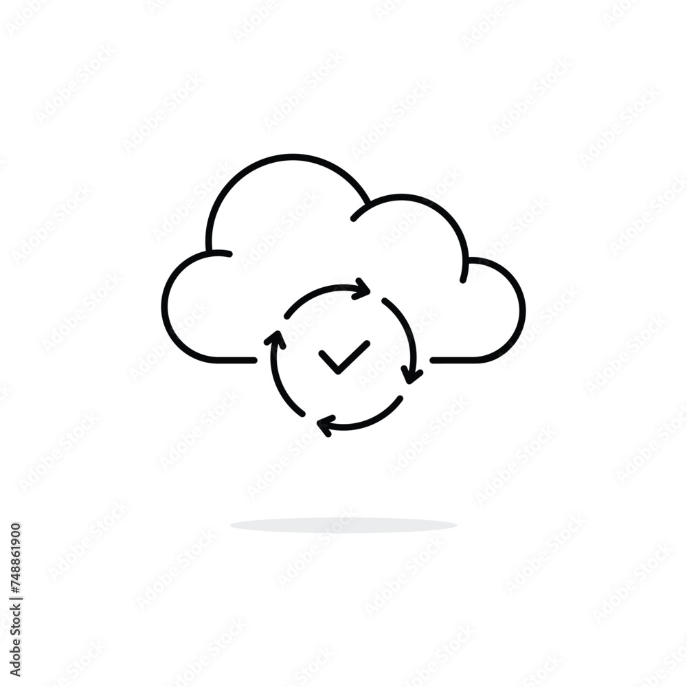 black thin line cloud like data update icon. linear trend modern graphic stroke design easy workflow logotype web element isolated on white. concept of data transaction pictogram or info database sign black thin line cloud like data update icon. linear trend modern graphic stroke design easy workflow logotype web element isolated on white. concept of data transaction pictogram or info database sign
