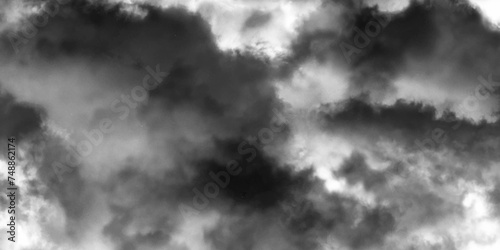 Luxury Cumulonimbus cloud formations on tropical blue sky. Background Texture of dark black and white ominous storm clouds. Grunge wall background. Fog, smoke and mist effect on black background..