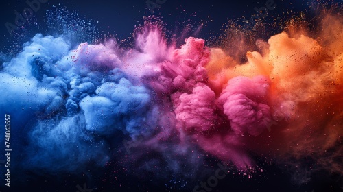 Paint Holi. Colorful powder explosion on black background. Colorful cloud. Colorful dust explodes.