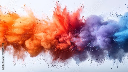 White background with colored powder explosions