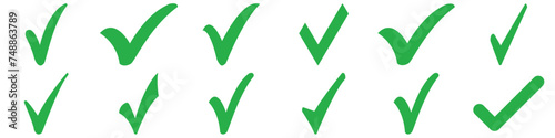 Green check mark icon. Check mark vector icon. Checkmark Illustration. Vector symbols set ,green checkmark isolated on white background. Correct vote choise isolated symbol.  photo