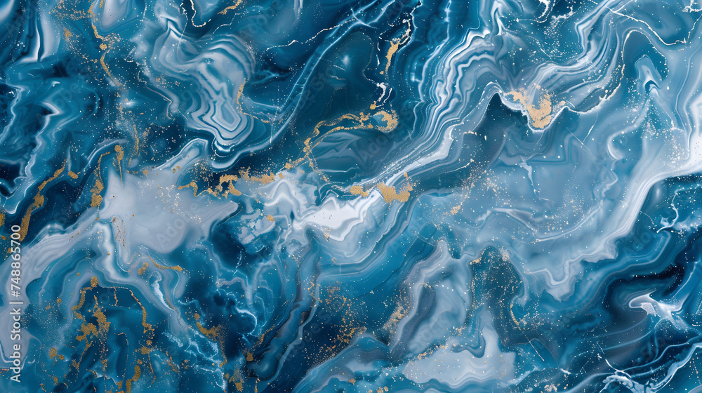 Naklejka premium abstract background, white blue marble with gold glitter veins, stone texture