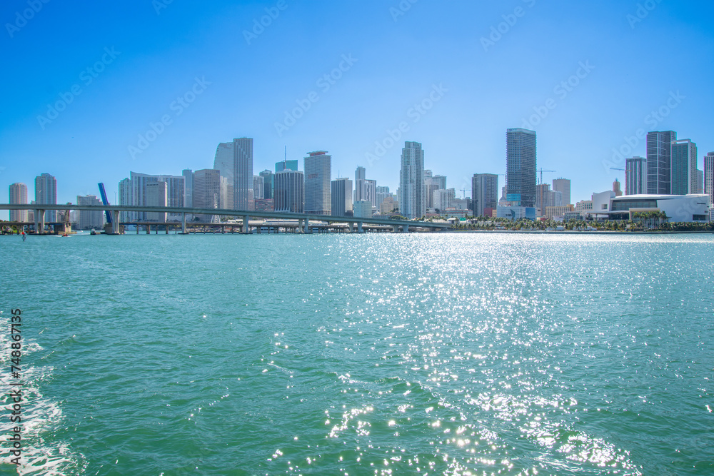 Naklejka premium Architecture of the city of Miami view from the south channel