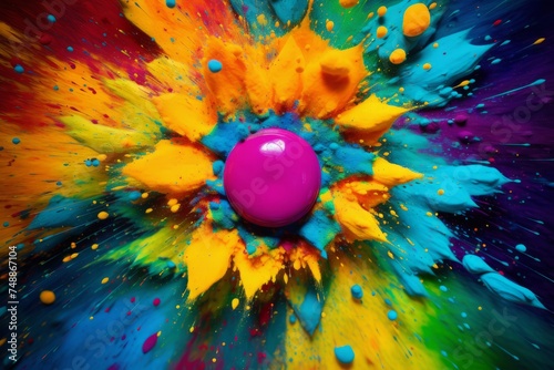 Easter egg on colorful background. Holi color festival concept.
