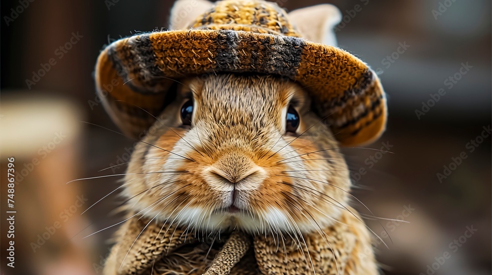 Obraz premium Whimsical Tiny Creature Donning a Stylish Hat