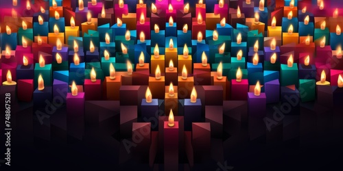 Colorful Candles on a black background.