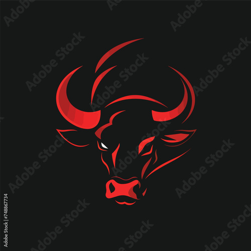 Silhouette aggressive Bull vector image logo template