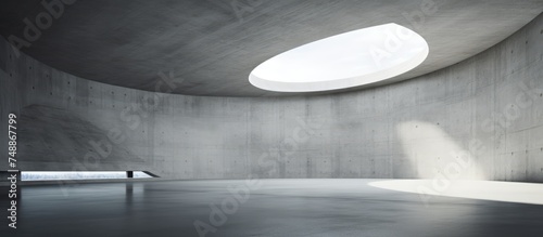 A black and white image showcasing an abstract and minimalistic concrete room with unique architectural features. The room exudes a sense of industrial and modern design.