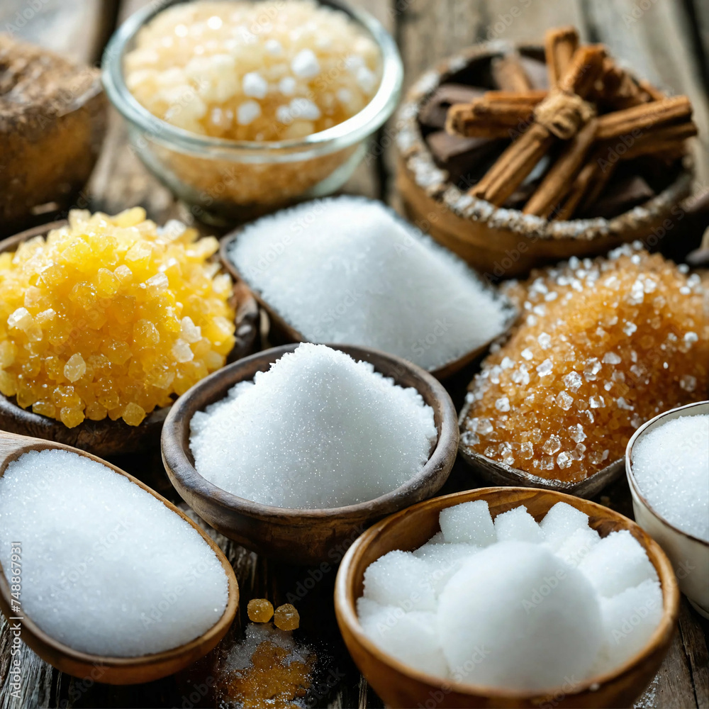 Verschiedene Zuckerarten arrangiert Verschiedene Zuckerarten arrangiert