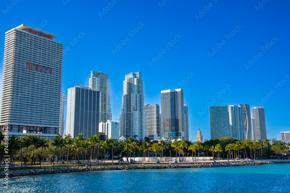 Architecture of the city of Miami view from the south channel Architecture of the city of Miami view from the south channel