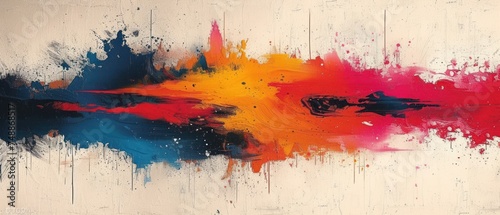 Vibrant Colors and Patterns, Abstract Art with a Pop of Color, Dynamic Painting with Multiple Hues, A Splash of Color on the Canvas. photo