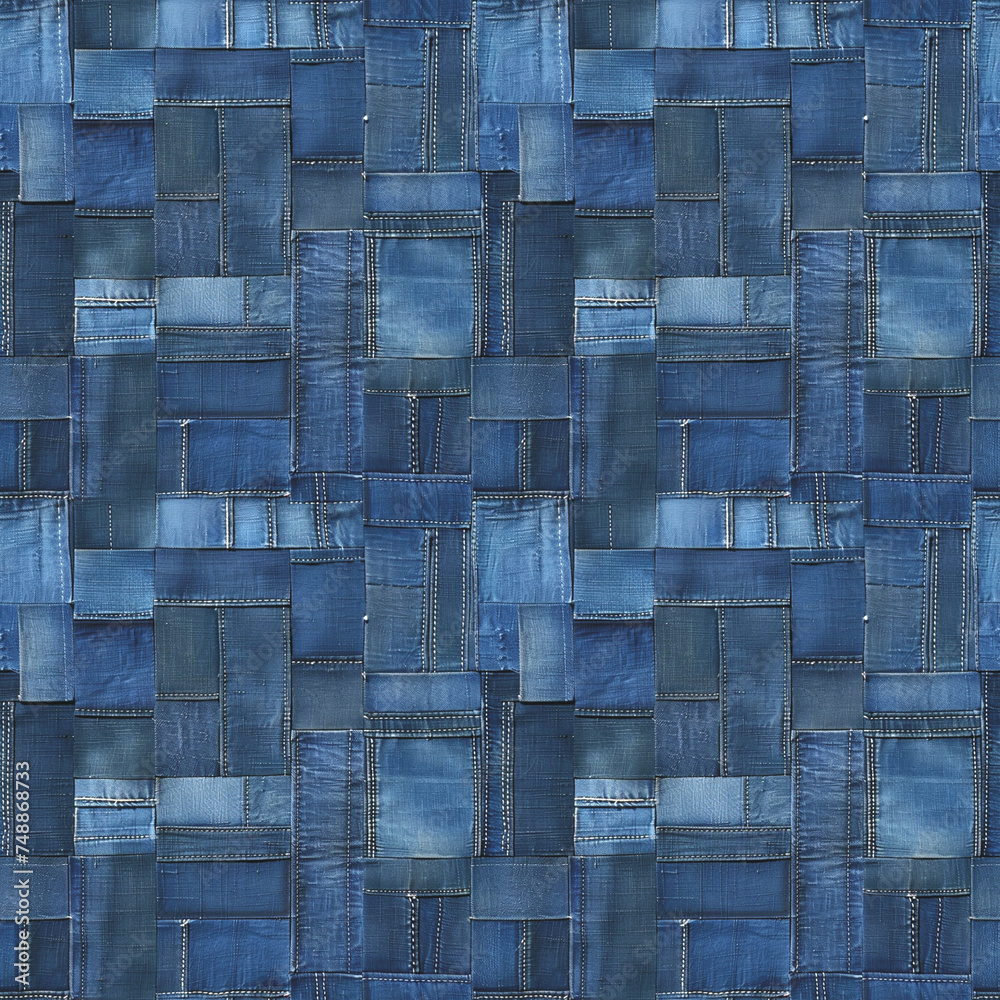 Jeans denim fabric seamless pattern. Blue jeans collage tile background ...