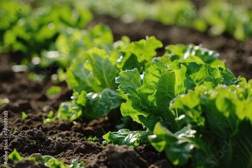 Close-up of Fresh Lettuce Growing in a Kitchen Garden