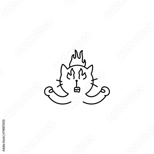 Hand drawn cute cat mad icon, simple doodle icon