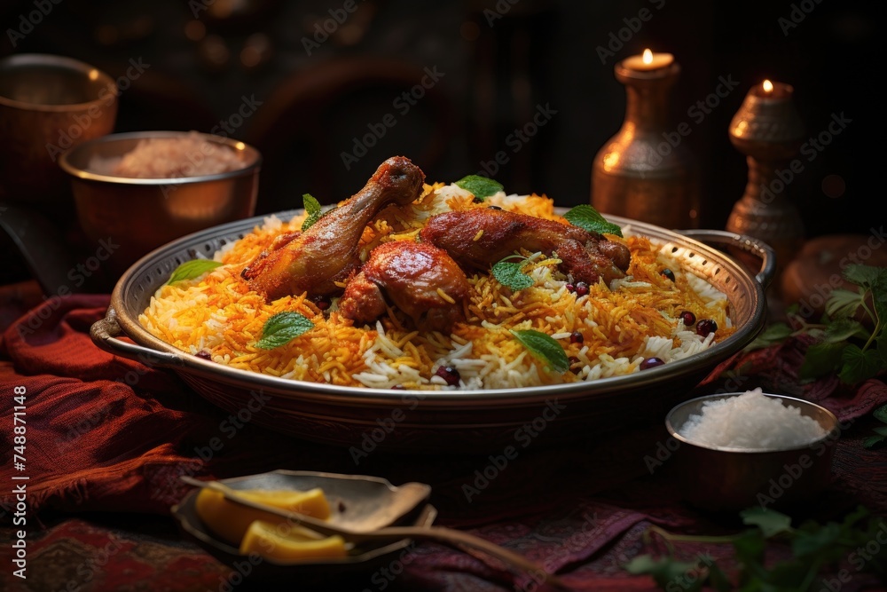 Capturing the essence of Arabian cuisine, this photo features a ...