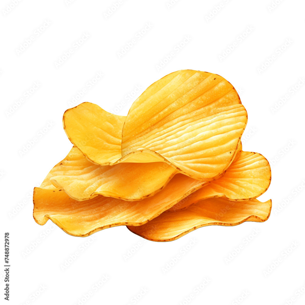Potato chips isolated on transparent background Potato chips isolated on transparent background