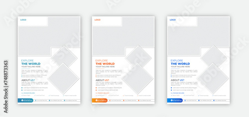 Travel poster or flyer pamphlet brochure design layout space. flyer template for travel agency