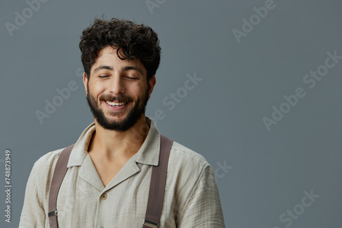 Happy man adult person lifestyle model young background expression face happiness guy isolated portrait looking
