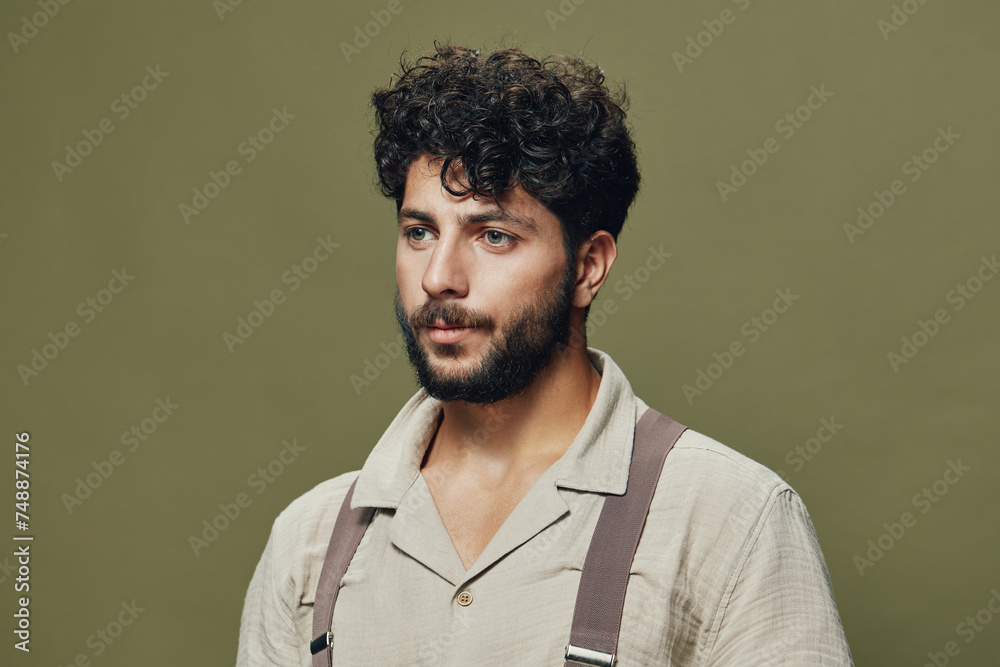 Man portrait isolated background face handsome guy male attractive young adult model person