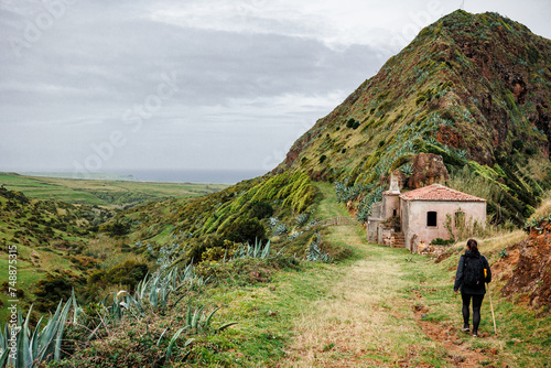 Landscapes at Azores islands, hiking at Santa Maria, Portugal, travel in Europe. photo