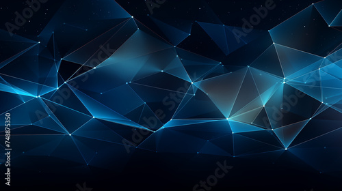 Abstract futuristic - technology with polygonal shapes on dark blue background, Ai generated image.