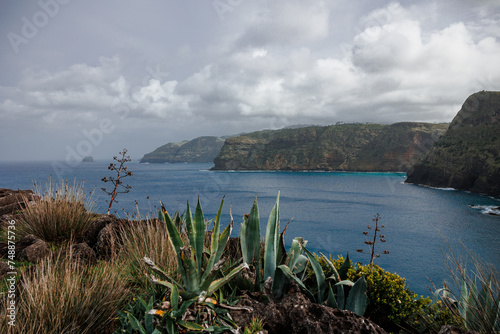 Landscapes at Azores islands, hiking at Santa Maria, Portugal, travel in Europe. photo