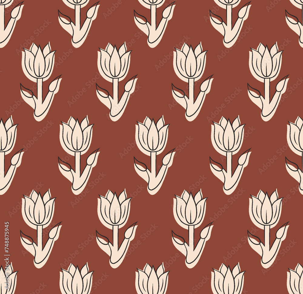 Block print booti indian traditional for block and screen print allover seamless repeat pattern