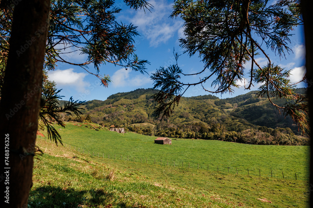 Fototapeta premium Landscapes at Azores islands, hiking at Santa Maria, Portugal, travel in Europe.