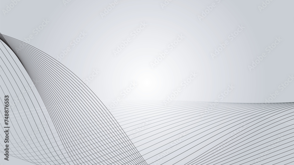 Naklejka premium White and gray curve line background wallpaper vector image for presentation