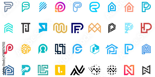monogram logo collection,Abstract design concept for branding