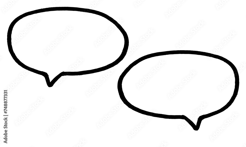 Left and Right Speech Bubbles. Isolated Hand-Drawn Speech Bubbles on Transparent or White Background. Vector Illustration Set. Left and Right Speech Bubbles. Isolated Hand-Drawn Speech Bubbles on Transparent or White Background. Vector Illustration Set.