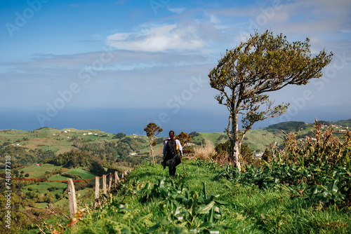 Landscapes at Azores islands, hiking at Santa Maria, Portugal, travel in Europe. photo