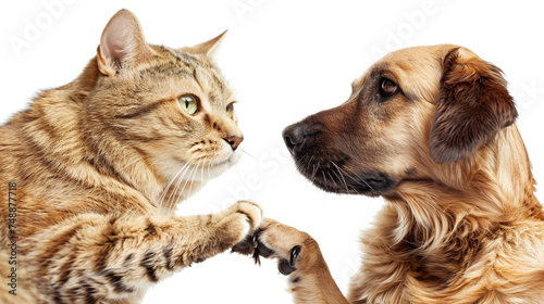 タッチする犬と猫